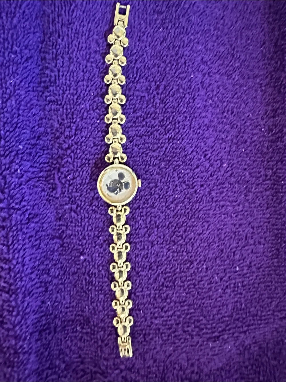 Disney Gold-Tone Mickey Link Bracelet Watch with Mickey Mouse Face